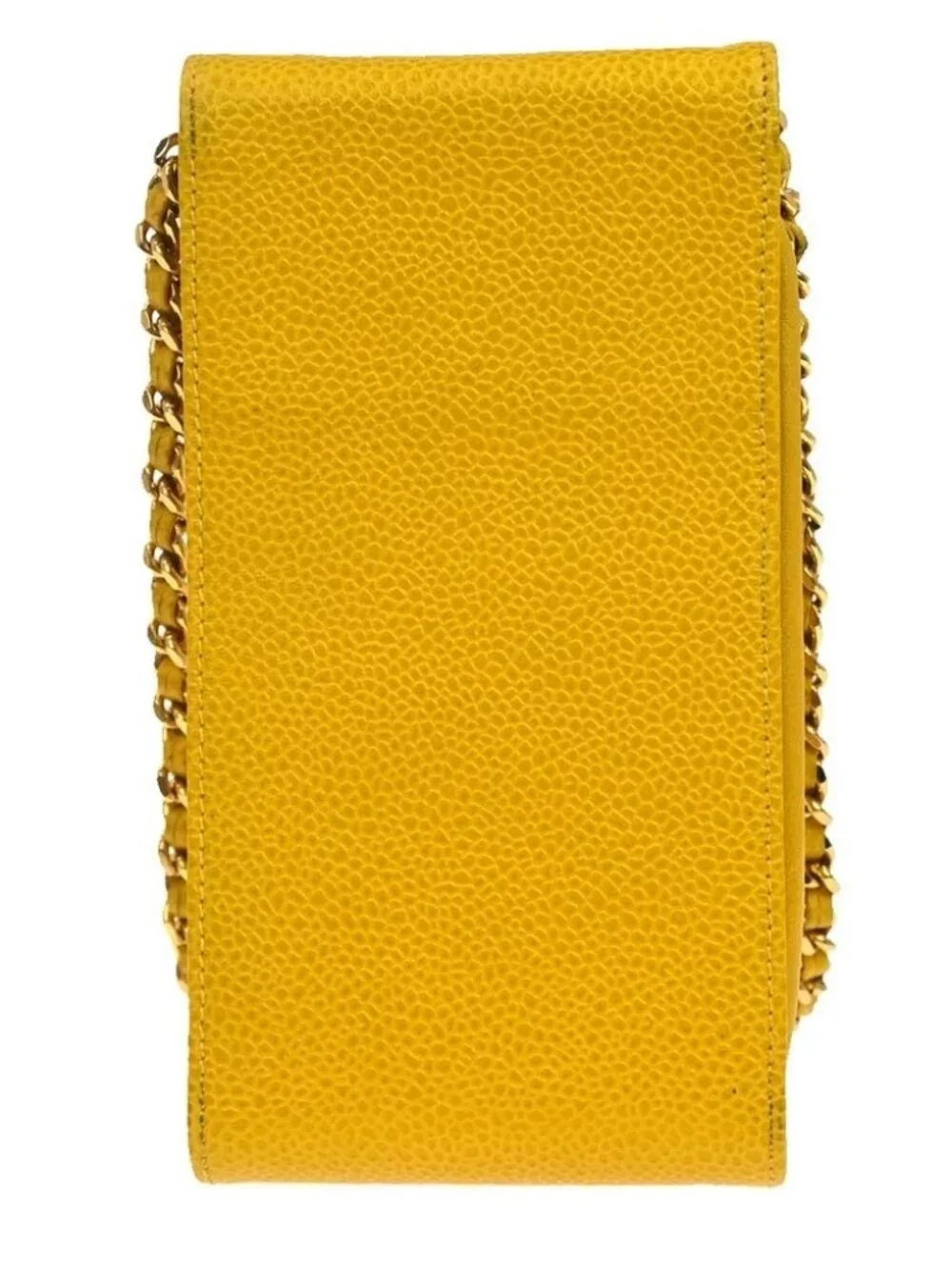 Chanel Yellow Calfskin Chain Shoulder Bag Pochette Phone Case